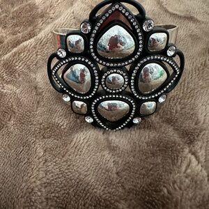 Brighton, Starry Night Silver and Black Cuff Bracelet